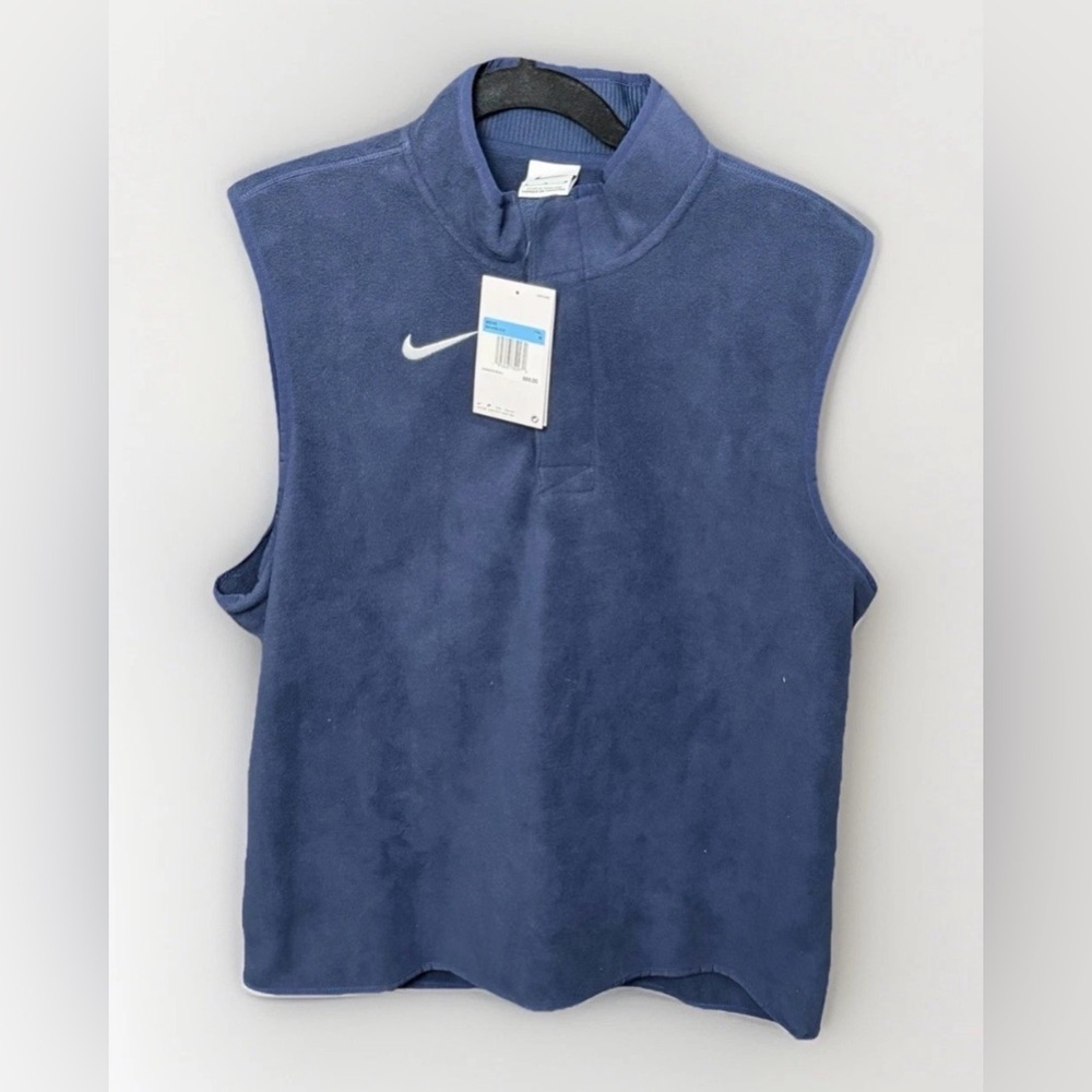 Nike Therma-FIT Fleece Vest Sleeveless Half Zip Pullover Navy Blue NWT - Picture 2 of 3